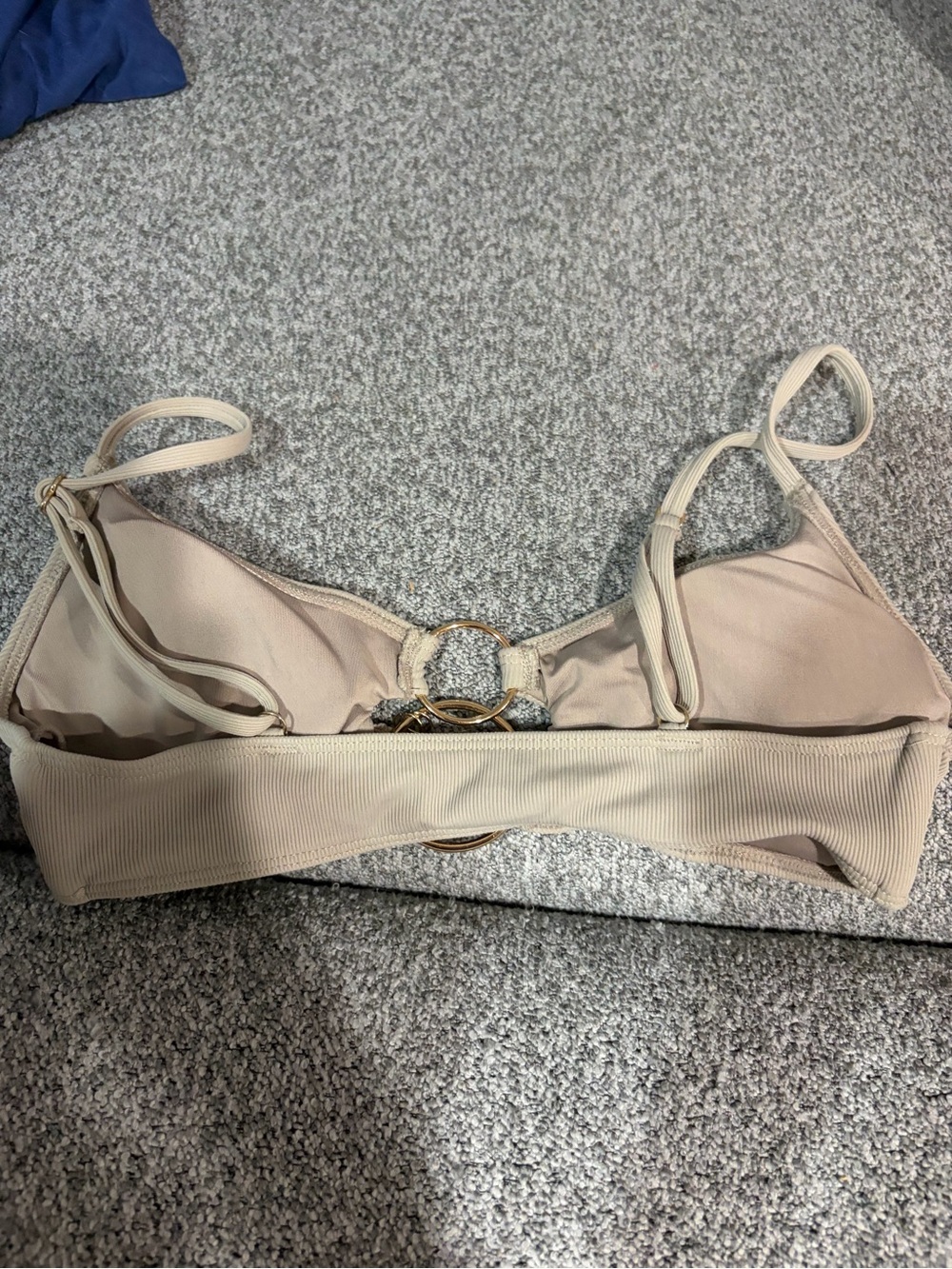 Garage Beige Ribbed Bikini Top with Gold Rings - Picture 2 of 2